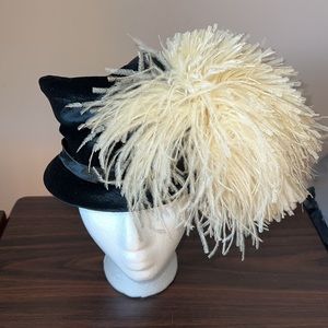 Vintage 1960's Velvet Feathered Designer Hat